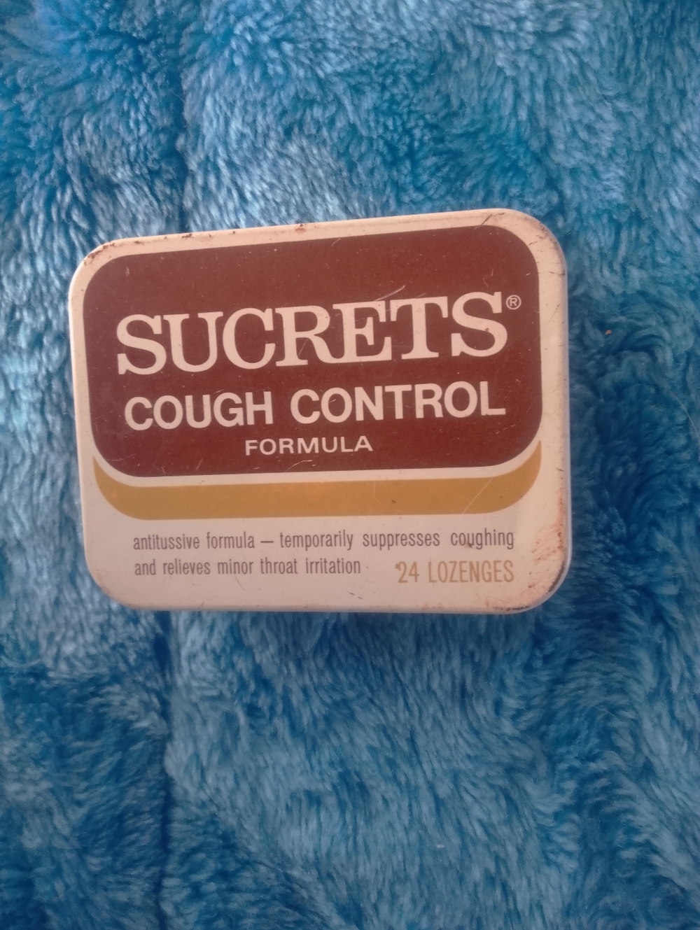 Vintage SUCRETS Cough Control  Tin - Brown & Gold